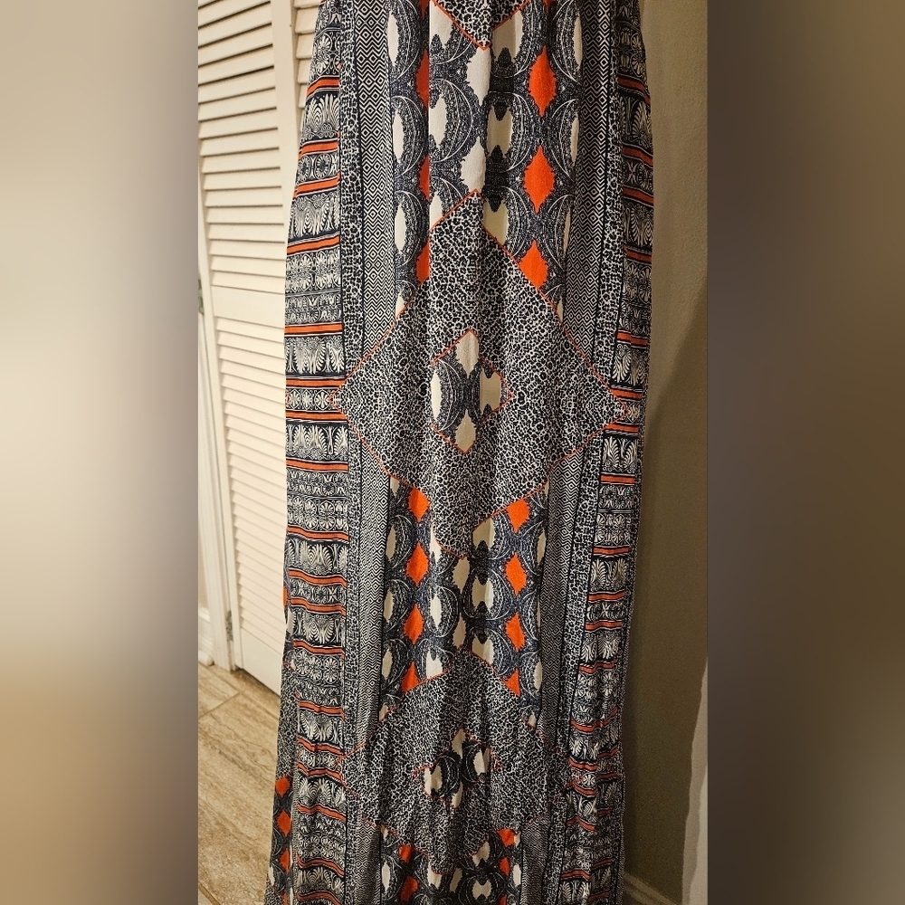 Gypsy 05 Silk Printed Maxi Dress Boho Triangle Top Small - Picture 8 of 13